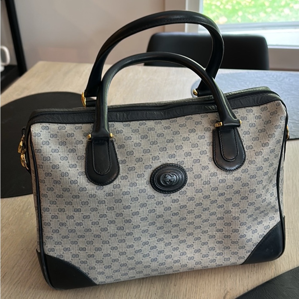 Stylish Blue and Gray Handbag